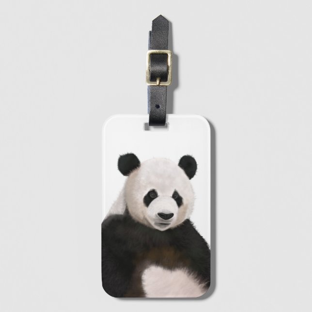 Cute Fluffy Panda Bear Luggage Tag (Front Vertical)