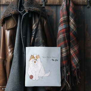 Cute Fluffy Persian Cat Funny Meow Blue Tote Bag