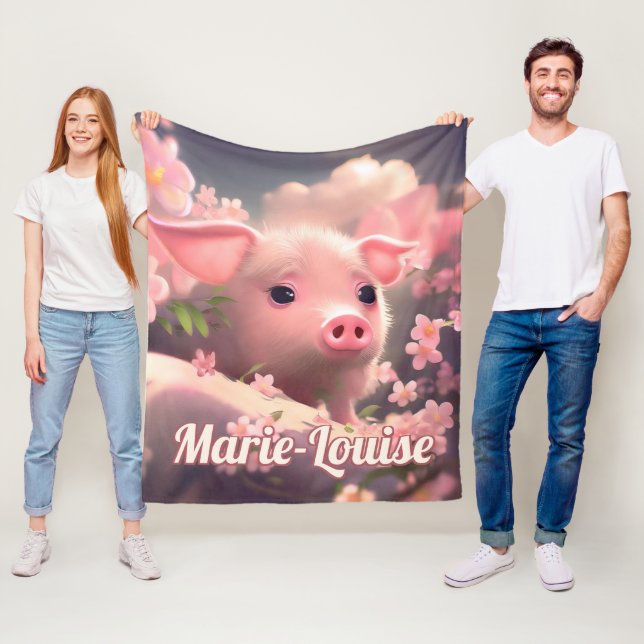 Cute Fluffy Pig Fleece Blanket (In Situ)