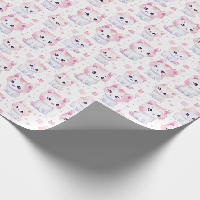 Cute Fluffy Pink Kittens  Wrapping Paper (Corner)