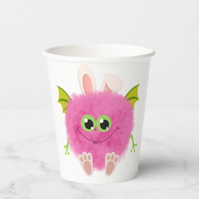 Cute fluffy rabbit monster paper cups (Front)