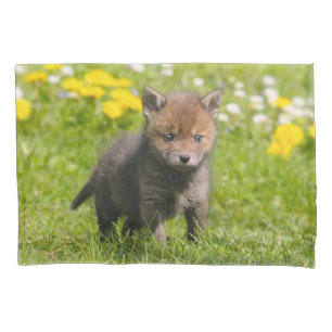 Cute Fluffy Red Fox Cub Baby Animal , Pillow-cover Pillowcase