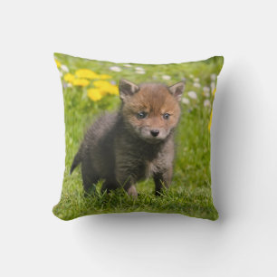 Cute Fluffy Red Fox Cub Wild Baby Animal Photo - Cushion
