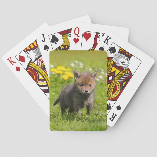 Cute Fluffy Red Fox Cub Wild Baby Animal, Playing Playing Cards (Back)