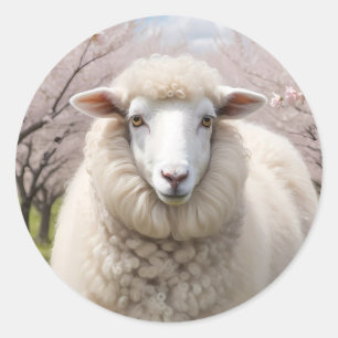 Cute Fluffy Sheep Classic Round Sticker