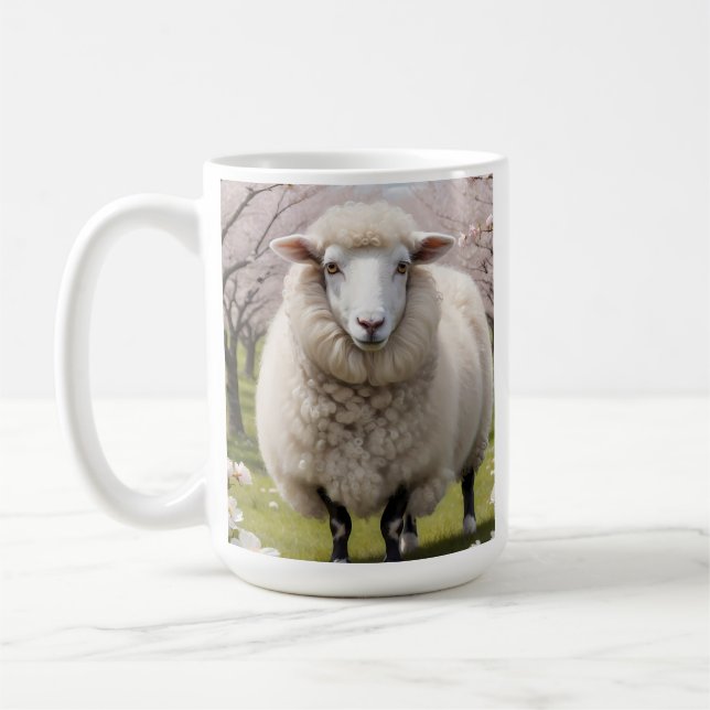 Cute Fluffy Sheep Coffee Mug (Left)