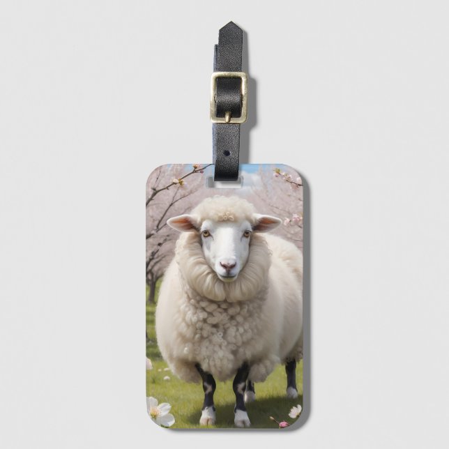 Cute Fluffy Sheep Luggage Tag (Front Vertical)