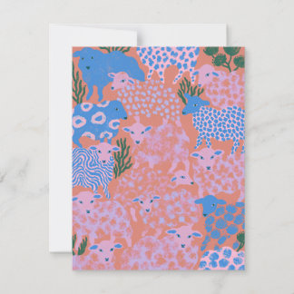 Cute Fluffy Sheep Pattern Baby Thank You Card
