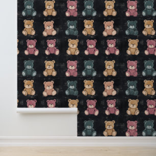 Cute Fluffy Sitting Teddy Bear Chalk Drawing Wallpaper