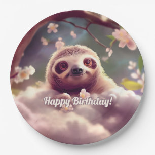 Cute Fluffy Sloth Paper Plates
