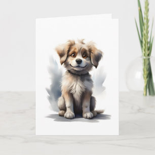 Cute Fluffy Smiling Puppy Blank Greeting Card