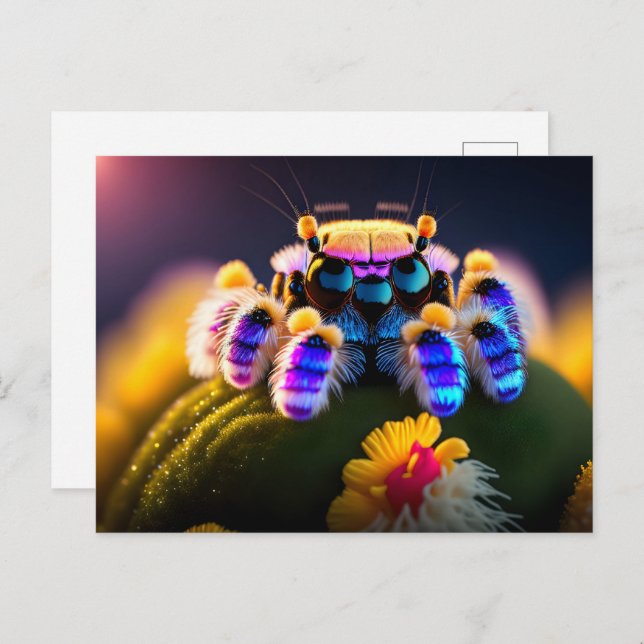 Cute fluffy spider, Postcrossing Postcard (Front/Back)