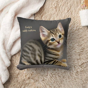 Cute fluffy tabby cat baby  cushion
