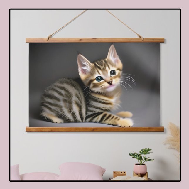 Cute fluffy tabby cat baby   hanging tapestry (Creator Uploaded)