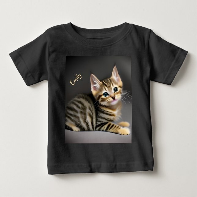 Cute fluffy tabby cat baby T-Shirt (Front)