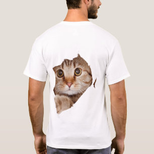 Cute Fluffy Tabby Cat Peeking Custom T-Shirt