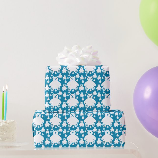 Cute Fluffy Teddies Pattern Wrapping Paper (Party Gifts)
