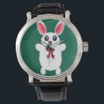 Cute Fluffy White Bunny Rabbit with Red Bow - Chri Watch<br><div class="desc">Celebrate the holidays or any special occasion with this absolutely adorable fluffy white bunny character! This whimsical and charming illustration features a fuzzy white rabbit with big, happy eyes, a sweet smile, and a festive red bow tied neatly under its chin. The soft, textured fur and cute expression make this...</div>