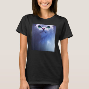 Cute Fluffy White Cat with Green Eyes T-Shirt