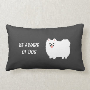 Cute Fluffy White Pomeranian - Be Aware of Dog Lumbar Cushion