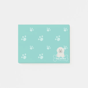 Cute Fluffy White Poodle Puppy Dog Lover Monogram Post-it Notes
