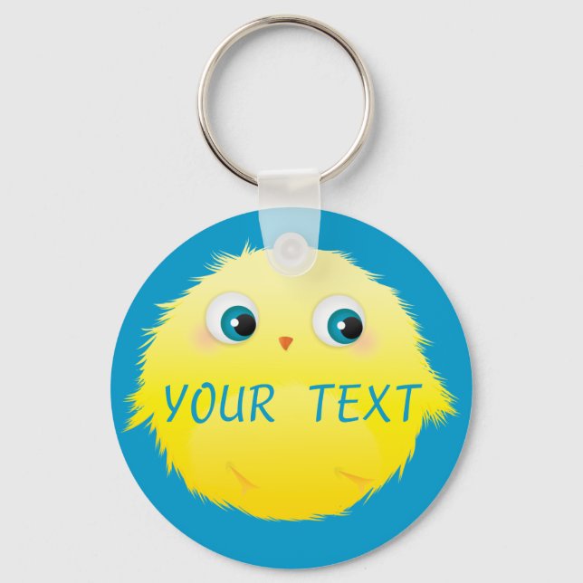 Cute Fluffy Yellow Bird Key Ring (Front)