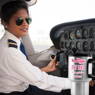 Cute Fly Like A Girl Pink Aeroplane Girly Aviation