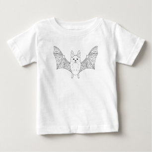 Cute Flying Bat Animal Minimal Line Art Halloween Baby T-Shirt
