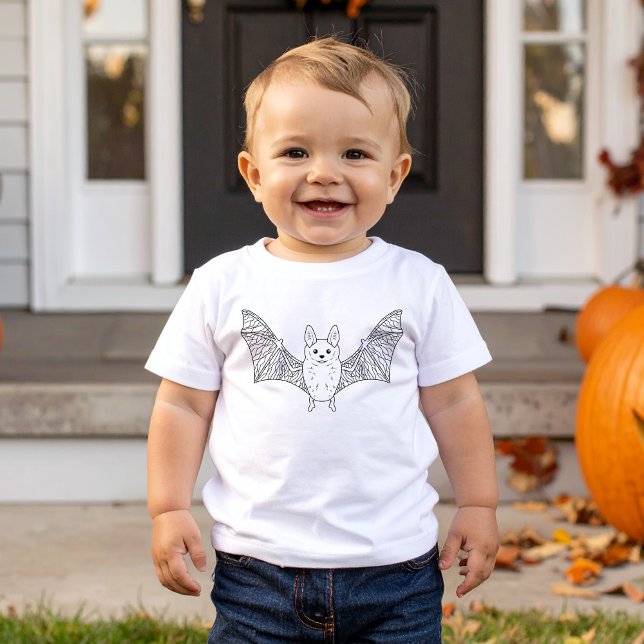 Cute Flying Bat Animal Minimal Line Art Halloween Baby T-Shirt (Disclaimer: This image is a digital mockup.)