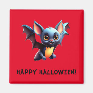 Cute Flying Bat   Happy Halloween Magnet