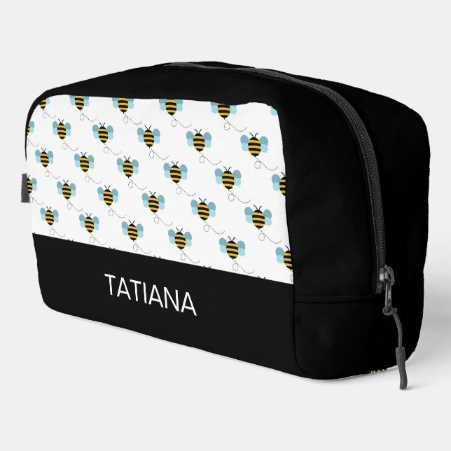 Cute Flying Bumblebee Seamless Pattern Dopp Kit (Right Corner)