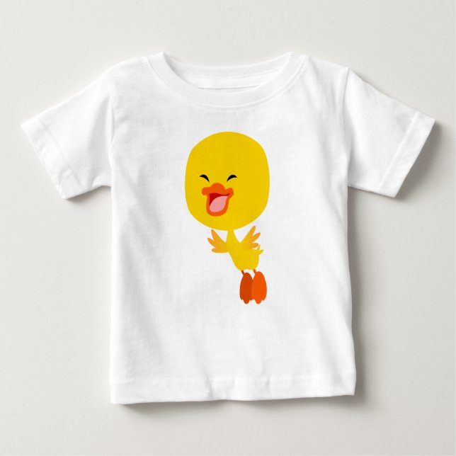 Cute Flying Cartoon Duckling Baby T-Shirt (Front)