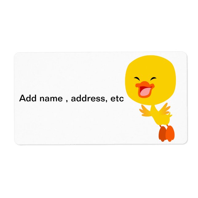 Cute Flying Cartoon Duckling Shipping Label (Front)