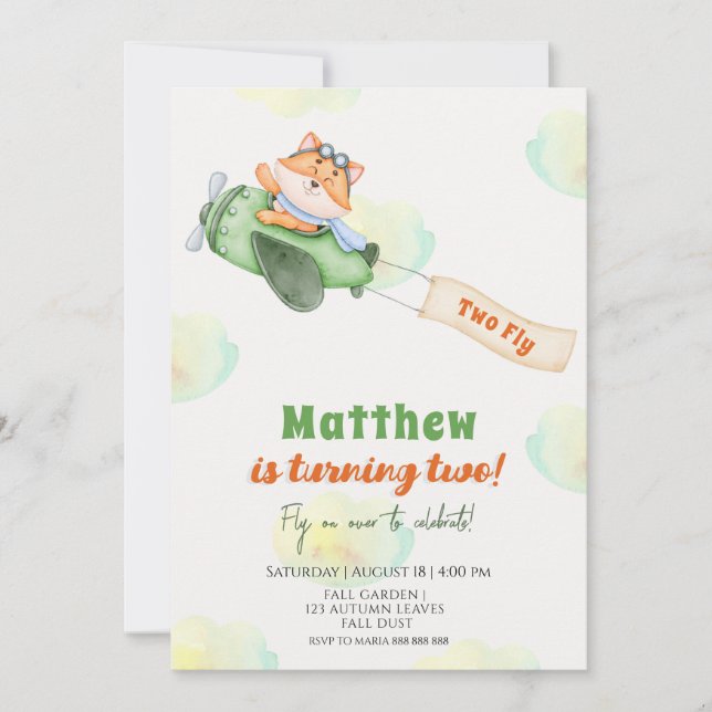 Cute Flying Fox Birthday Party  Invitation (Front)