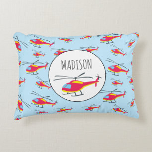 Cute Flying Helicopter Custom Name Decorative Cushion