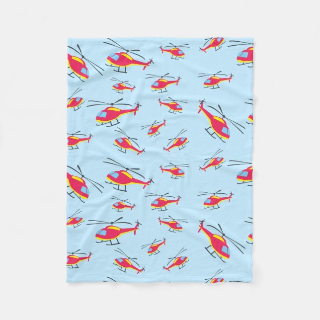 Cute Flying Helicopter Fleece Blanket (Front)