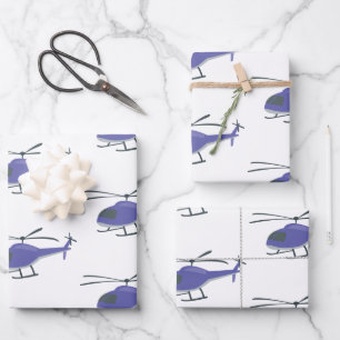 Cute Flying Helicopter Wrapping Paper Sheet
