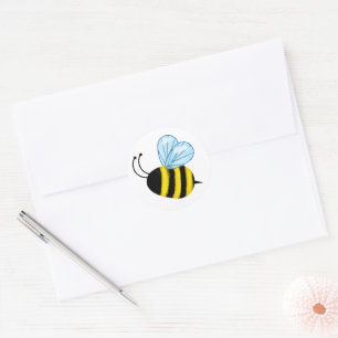 Cute Flying Honeybee Classic Round Sticker