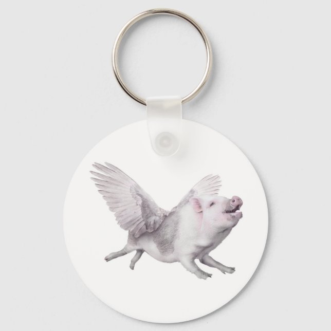 Cute Flying Pig Keychain When Pigs Fly Key Chain (Front)