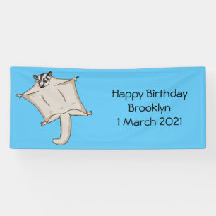 Cute flying sugar glider cartoon illustration banner