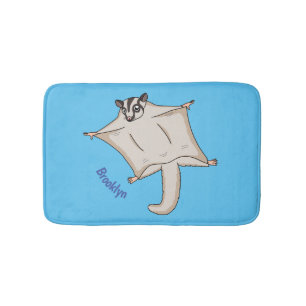 Cute flying sugar glider cartoon illustration bath mat