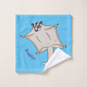 Cute flying sugar glider cartoon illustration bath towel set