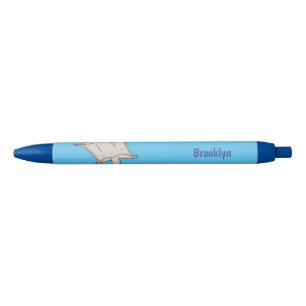 Cute flying sugar glider cartoon illustration black ink pen