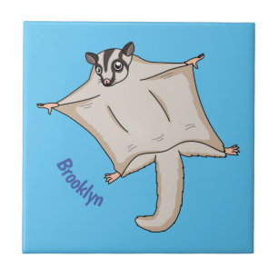 Cute flying sugar glider cartoon illustration ceramic tile