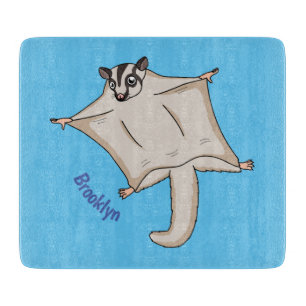 Cute flying sugar glider cartoon illustration cutting board