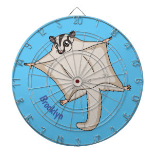 Cute flying sugar glider cartoon illustration dartboard