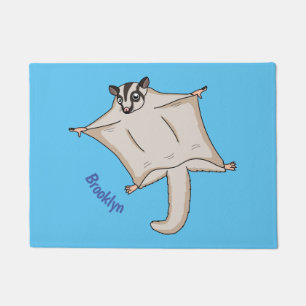 Cute flying sugar glider cartoon illustration doormat