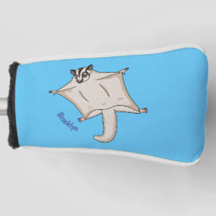 Cute flying sugar glider cartoon illustration golf head cover