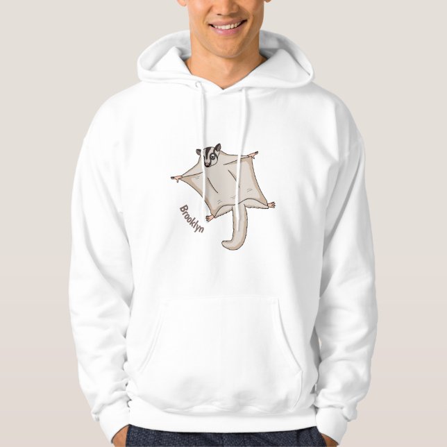 Cute flying sugar glider cartoon illustration hoodie (Front)