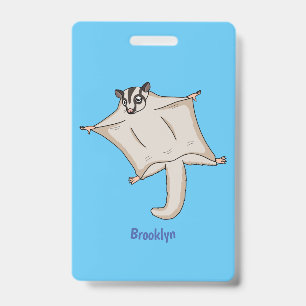 Cute flying sugar glider cartoon illustration ID badge